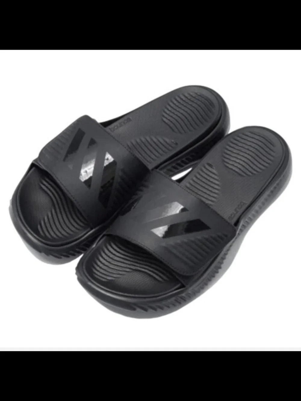 Adidas Alpha Bounce Basketball Slides Triple Black Mens' Sz 7/Womens' 9